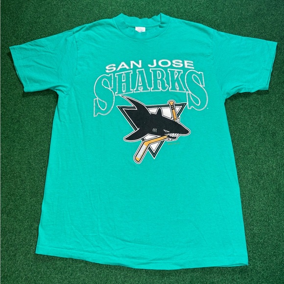 90s San Jose Sharks vintage t-shirt rare NHL hockey XL blue team